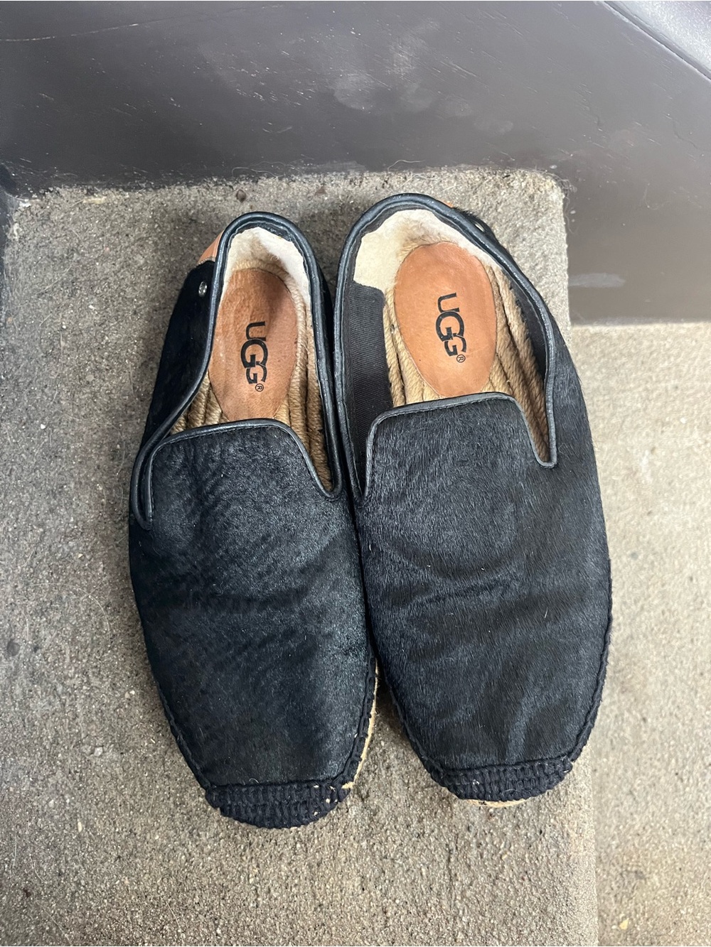 UGG Black Slip-On Espadrille Loafers Women’s Size 6